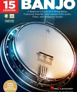 Hal Leonard USA Print Music FIRST 15 LESSONS – BANJO A Beginner's Guide, Featuring Step-By-Step Lessons With Audio, Video, And Bluegrass Songs!