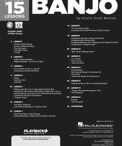 Hal Leonard USA Print Music FIRST 15 LESSONS – BANJO A Beginner's Guide, Featuring Step-By-Step Lessons With Audio, Video, And Bluegrass Songs!