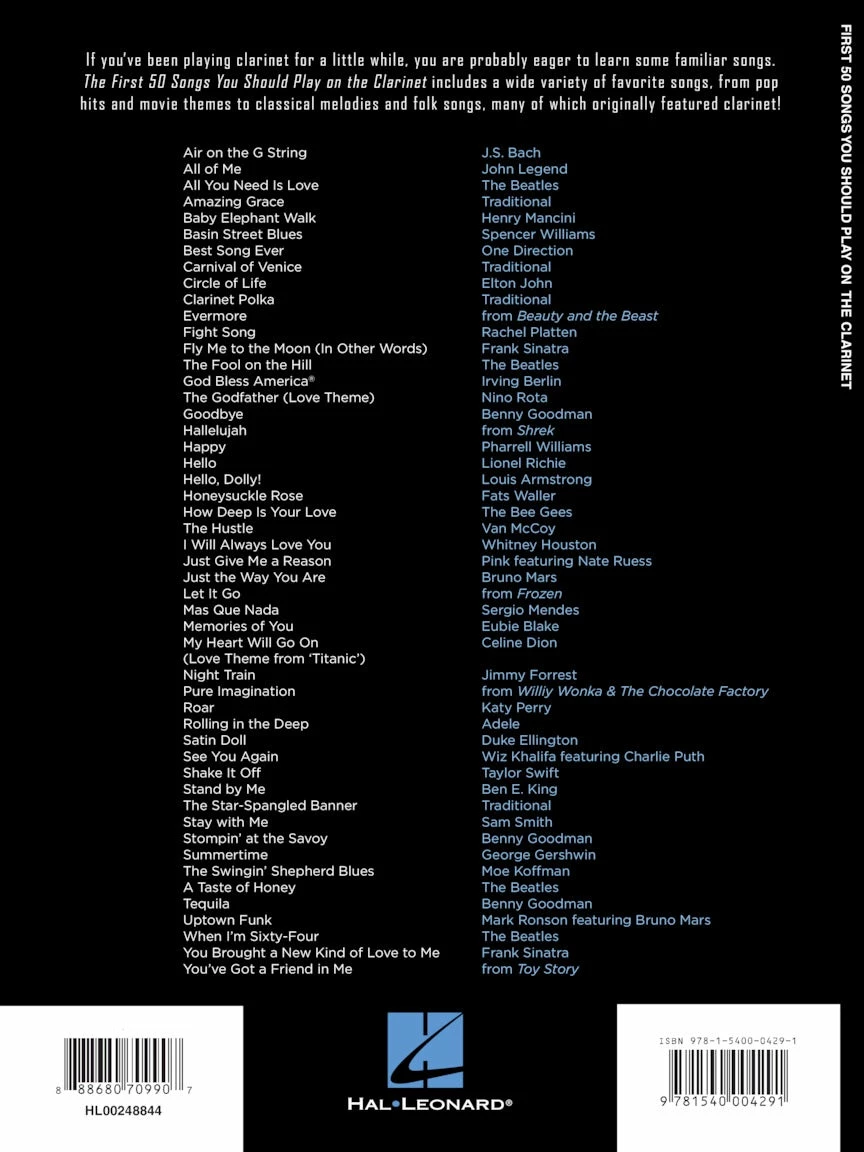 Best reviews of ๐ Hal Leonard USA FIRST 50 SONGS YOU SHOULD PLAY ON THE CLARINET โ 5 Hal Leonard USA FIRST 50 SONGS YOU SHOULD PLAY ON THE CLARINET