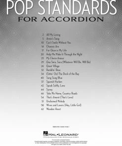 Hal Leonard USA Print Music POP STANDARDS FOR ACCORDION Arrangements Of 20 Classic Songs