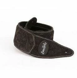 Simon & Patrick 037124 Black Paisley Suede W/Patch Logo Guitar Strap Accessories