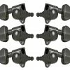 Grover Trophy Grover 102BN Original Rotomatics With Round Button - Guitar Machine Heads, 3 + 3 - Black Nickel Parts