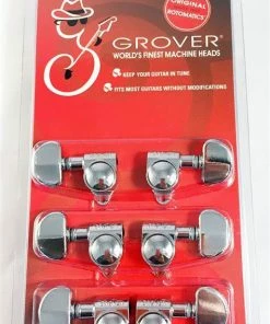 Grover Trophy Grover 102C Original Rotomatics With Round Button - Guitar Machine Heads, 3 + 3 - Chrome Parts