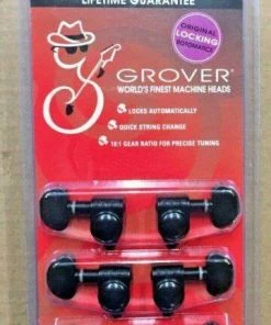 Grover Trophy Parts Grover 106BC Original Locking Rotomatics With Round Button - Guitar Machine Heads, 3 + 3 - Black Chrome