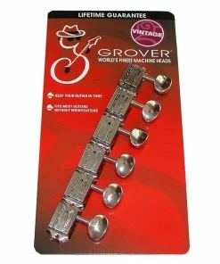 Grover Trophy Parts Grover 133N6 Deluxe Guitar Machines - Guitar Machine Heads, 6-in-Line, Bass Side (Left) - Nickel