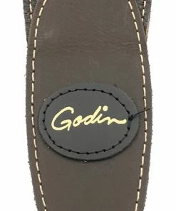 GODIN 036998 Brown Padded Leather & Suede Guitar Strap With Patch Logo D
