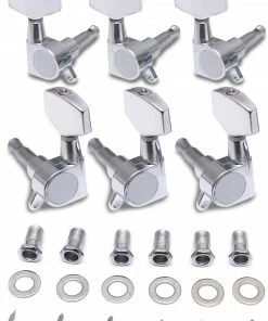 JJ Music Sales Sealed String Tuning Pegs Keys Machines Heads Tuners 3L 3R Electric Guitar Acoustic Guitar Parts Replacement Chrome.