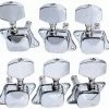 JJ Music Sales 3 Left 3 Right Semi Closed Guitar String Tuning Pegs Tuners Machine Heads Set For Electric/Acoustic Guitar, Chrome Parts