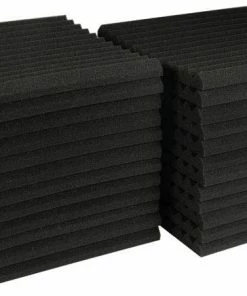 JJ Music Sales Sound Absorbing Panels Acoustic Studio Panel Foam Wedges 1" X 12" X 12" Sound-Proofing, Sound Absorption