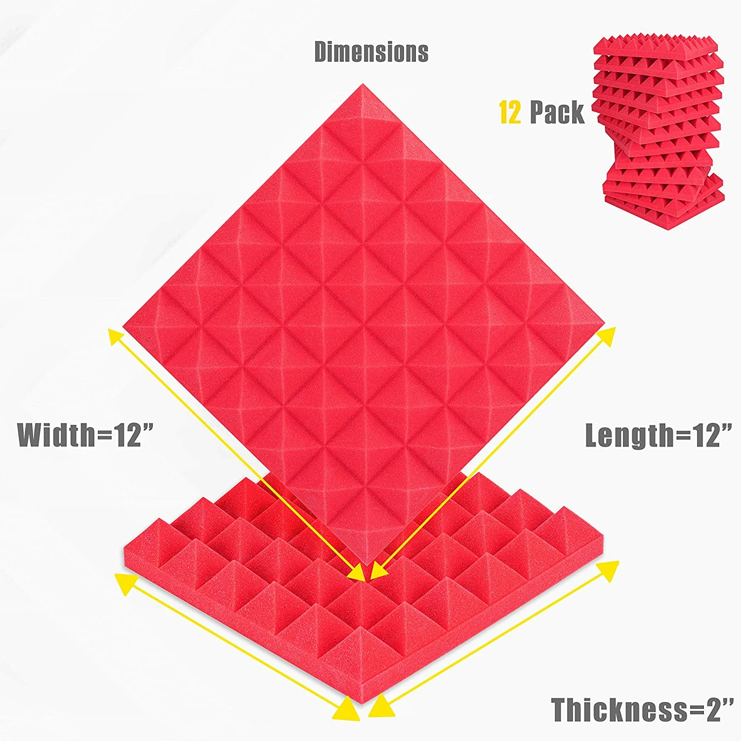 Best Pirce ๐ JJ Music Sales Acoustic Studio Panel Foam Pyramid Wedges 2" X 12" X 12" Sound-Proofing, Sound Absorption โ 9 JJ Music Sales Acoustic Studio Panel Foam Pyramid Wedges 2" X 12" X 12" Sound-Proofing, Sound Absorption