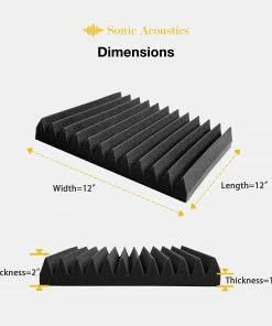JJ Music Sales Acoustic Studio Panel Foam With More Wedges 2" X 12" X 12" Sound-Proofing, Sound Absorption Sound Absorbing Panels