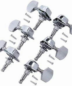 JJ Music Sales 3 Left 3 Right Semi Closed Guitar String Tuning Pegs Tuners Machine Heads Set For Electric/Acoustic Guitar, Chrome Parts