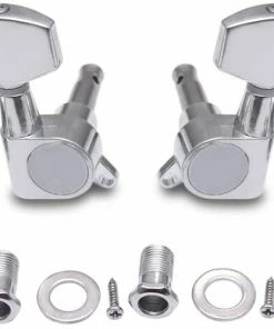 JJ Music Sales Sealed String Tuning Pegs Keys Machines Heads Tuners 3L 3R Electric Guitar Acoustic Guitar Parts Replacement Chrome.