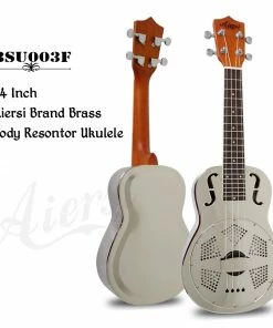 Aiersi F Holes 24 Inch Concert Chrome Plated Copper Resonator Ukulele With Case Ukuleles