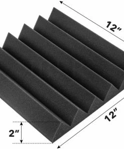 JJ Music Sales Sound Absorbing Panels Acoustic Studio Panel Foam Wedges 2" X 12" X 12" Sound-Proofing, Sound Absorption