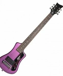 Electric Guitars Hofner HOF-HCT-SH-PU-O Shorty Electric Travel Guitar - Metallic Purple - With Gig Bag