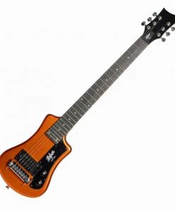 Hofner HOF-HCT-SH-MO-O Shorty Electric Travel Guitar - Metallic Orange - With Gig Bag Electric Guitars