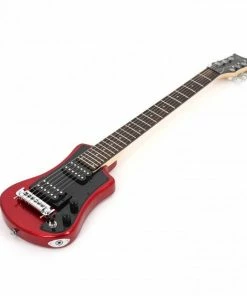 Hofner HOF-HCT-SH-DLX- R-O Deluxe Shorty Electric Travel Guitar - Red - With Gig Bag