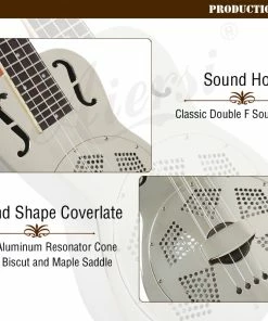 Aiersi F Holes 24 Inch Concert Chrome Plated Copper Resonator Ukulele With Case Ukuleles