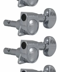 Grover Trophy Grover 406C6 Mini Locking Rotomatics With Round Button - Guitar Machine Heads, 6-in-Line, Bass Side (Left) - Chrome