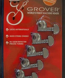 Grover Trophy Parts Grover 406CL6 Mini Rotomatic Locking Tuners 6 In-Line, Left Hand, Chrome Finish