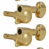 Grover Trophy Parts Grover 406G6 Mini Locking Rotomatics With Round Button - Guitar Machine Heads, 6-in-Line, Bass Side (Left) - Gold