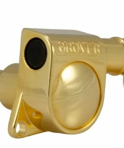 Grover Trophy Parts Grover 406G6 Mini Locking Rotomatics With Round Button - Guitar Machine Heads, 6-in-Line, Bass Side (Left) - Gold