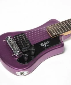 Electric Guitars Hofner HOF-HCT-SH-PU-O Shorty Electric Travel Guitar - Metallic Purple - With Gig Bag
