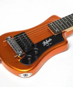 Hofner HOF-HCT-SH-MO-O Shorty Electric Travel Guitar - Metallic Orange - With Gig Bag Electric Guitars