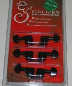 Grover Trophy Grover 505BC Mini Roto-Grip Locking Rotomatics - Guitar Machine Heads, 3 + 3 - Black Chrome