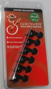 Grover Trophy Grover 505BC6 Mini Roto-Grip Locking Rotomatics - Guitar Machine Heads, 6-in-Line, Bass Side (Left) - Black Chrome