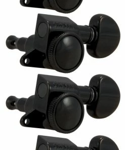 Grover Trophy Grover 505BC6 Mini Roto-Grip Locking Rotomatics - Guitar Machine Heads, 6-in-Line, Bass Side (Left) - Black Chrome