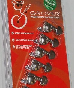 Grover Trophy Parts Grover 505C6 Mini Roto-Grip Locking Rotomatics - Guitar Machine Heads, 6-in-Line, Bass Side (Left) - Chrome