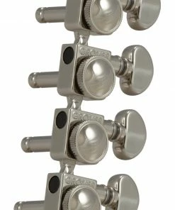 Grover Trophy Grover 505FVN Roto-Grip Locking Rotomatics For Vintage F-Style Tuners - Guitar Machine Heads, 6-in-Line, Bass Side (Left) - Nickel