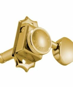 Grover Trophy Grover Vintage Locking SD90 3 Per Side Gold Machine Heads, Metal Buttons 533G