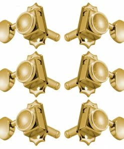 Grover Trophy Grover Vintage Locking SD90 3 Per Side Gold Machine Heads, Metal Buttons 533G