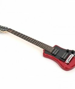 Hofner HOF-HCT-SH-DLX- R-O Deluxe Shorty Electric Travel Guitar - Red - With Gig Bag