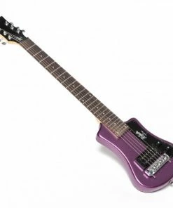 Electric Guitars Hofner HOF-HCT-SH-PU-O Shorty Electric Travel Guitar - Metallic Purple - With Gig Bag