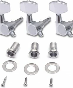 JJ Music Sales Sealed String Tuning Pegs Keys Machines Heads Tuners 3L 3R Electric Guitar Acoustic Guitar Parts Replacement Chrome.