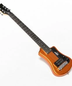 Hofner HOF-HCT-SH-MO-O Shorty Electric Travel Guitar - Metallic Orange - With Gig Bag Electric Guitars