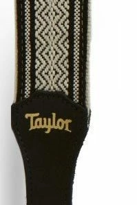 Taylor Jacquard Cotton Guitar Strap - White/Black, 2"