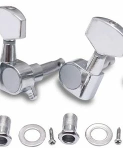 JJ Music Sales Sealed String Tuning Pegs Keys Machines Heads Tuners 3L 3R Electric Guitar Acoustic Guitar Parts Replacement Chrome.