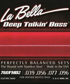 La Bella 760FHB2 Beatle Bass Stainless Flat Wound Electric Bass Strings 39-96