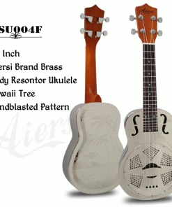 Aiersi F Holes 24 Inch Concert Chrome Plated Copper Resonator Ukulele With Case Ukuleles