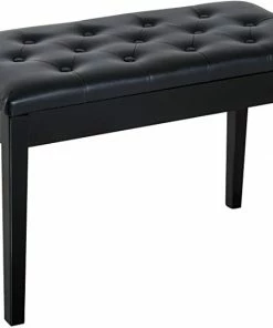 JJ Music Sales Deluxe Piano Keyboard Bench Straight Legs, Polished With Music Compartment