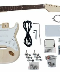 JJ Music Sales Custom DIY Strat Style Electric Guitar Kit - White Pick Guard DIY Kits