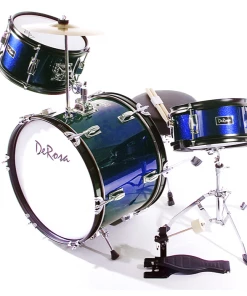 De Rosa USA 3 Piece 16" Kid's Junior Drum Set Complete Acoustic Drums
