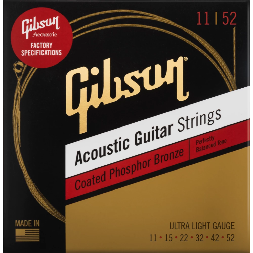 Promo 🛒 Gibson 🧥 Coated Phosphor Bronze Acoustic Strings - Ultra Light 11-52 ❤️ 1 Gibson Coated Phosphor Bronze Acoustic Strings - Ultra Light 11-52