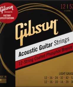 Gibson Coated Phosphor Bronze Acoustic Guitar Strings, 12-String Set