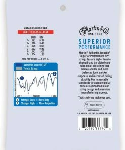 Martin & Co. MARTIN MA140 LIGHT 12 - 54 BRONZE 80/20 AUTHENTIC ACOUSTIC SUPERIOR PERFORMANCE SP® GUITAR STRINGS